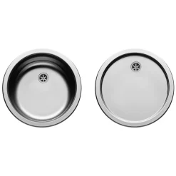 Einbau-Spülen-Set 'Round' Edelstahl Ø 38,5 cm mit Brett und Korb