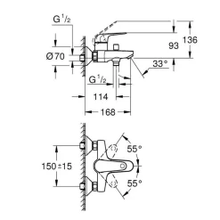 Einhand-Wannenbatterie 'Swift' verchromt