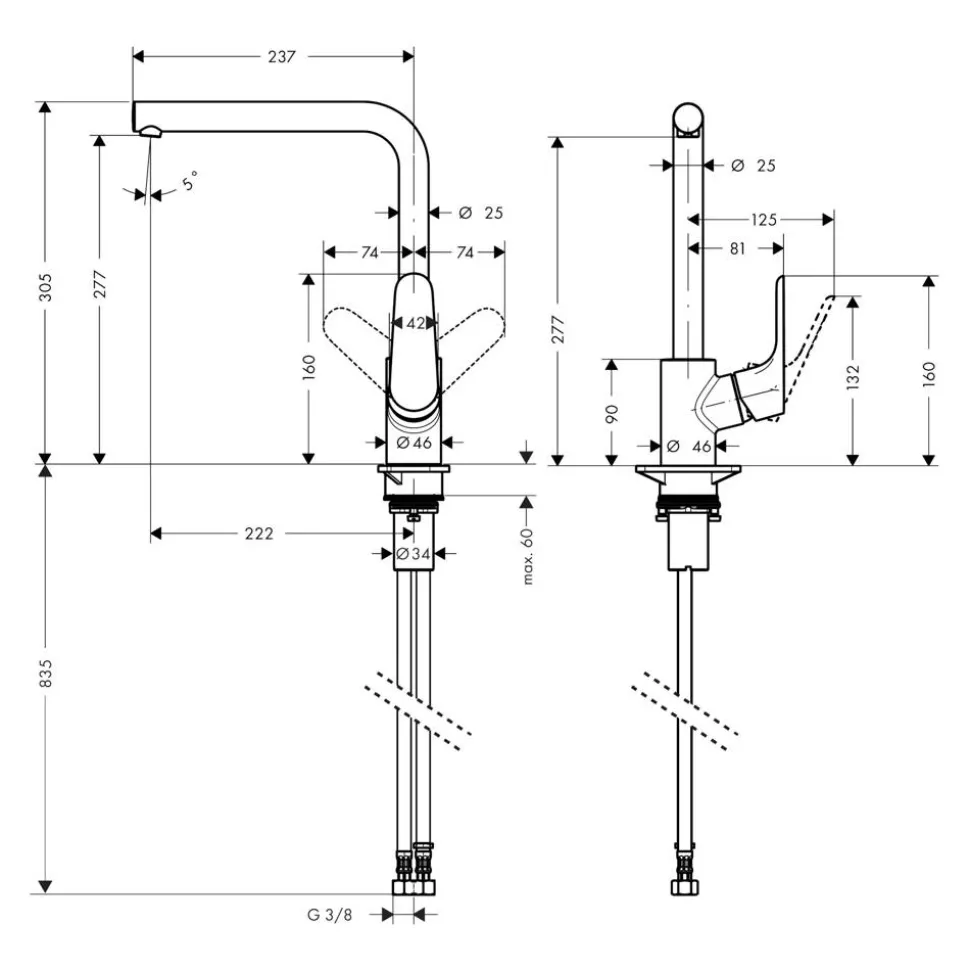Einhebel-Küchenarmatur 'Focus M41' 280 mm Chrom