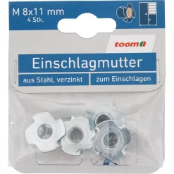Einschlagmuttern M8 Stahl verzinkt 4 Stück