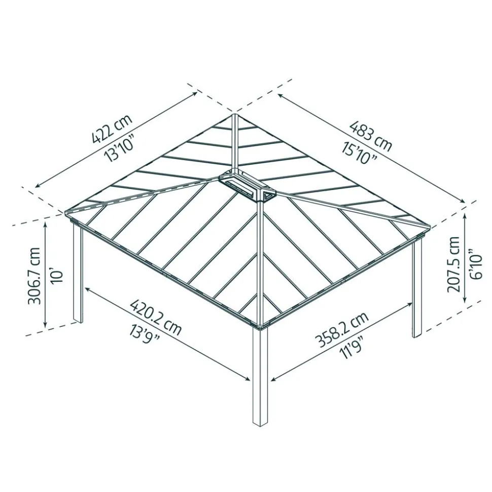 Einzelcarport 'Colorado' anthrazit 422 x 483 cm Polycarbonat grau