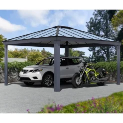 Einzelcarport 'Colorado' anthrazit 422 x 483 cm Polycarbonat grau