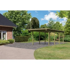 Einzelcarport 'Eco 2' 304 x 676 cm Kiefer KDI PVC-Dach