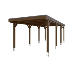 Einzelcarport 'Grunewald' 321 x 796 cm nussbaumfarben mit EPDM-dach
