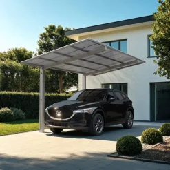 Einzelcarport 'Linea Typ 60 SC' edelstahlfarben 273 x 495 x 294 cm