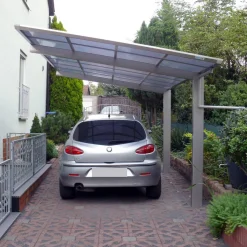 Einzelcarport 'Linea Typ 60 SC' edelstahlfarben 273 x 495 x 294 cm