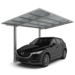 Einzelcarport 'Linea Typ 60 SC' edelstahlfarben 273 x 495 x 294 cm