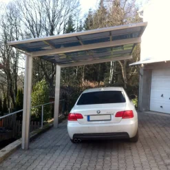 Einzelcarport 'Linea Typ 60 SC' edelstahlfarben 273 x 495 x 294 cm