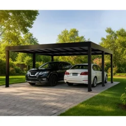 Einzelcarport 'Oslo' anthrazit 607,5 x 596,5 cm Polycarbonat grau