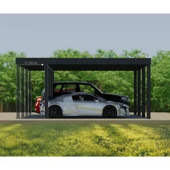 Einzelcarport 'Oslo' anthrazit 607,5 x 596,5 cm Polycarbonat grau
