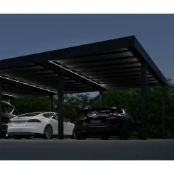 Einzelcarport 'Oslo' anthrazit 607,5 x 596,5 cm Polycarbonat grau