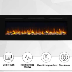 Elektrokamin 'Fiamma 60' schwarz 2 kW