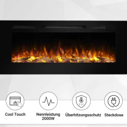 Elektrokamin 'Fiamma 48' schwarz 2 kW