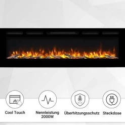 Elektrokamin 'Fiamma 68' schwarz 2 kW