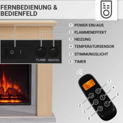 Elektrokamin 'Pandora' helle Eiche 2 kW