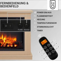 Elektrokamin 'Phanos' helle Eiche 2 kW