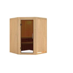 Elementsauna 'Adora' naturbelassen mit graphitfarbener Tür 151 x 151 x 198 cm