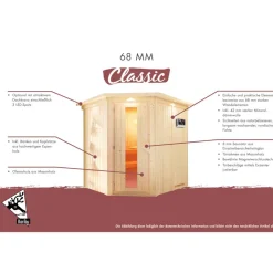 Elementsauna 'Aina' naturbelassen mit Energiespartür 196 x 118 x 198 cm