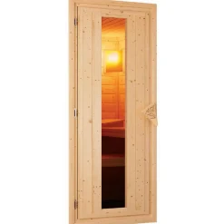 Elementsauna 'Aina' naturbelassen mit Kranz und Energiespartür 210 x 132 x 202 cm
