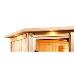 Elementsauna 'Aina' naturbelassen mit Kranz und Energiespartür 210 x 132 x 202 cm