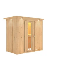 Elementsauna 'Aina' naturbelassen mit Kranz und Energiespartür 210 x 132 x 202 cm