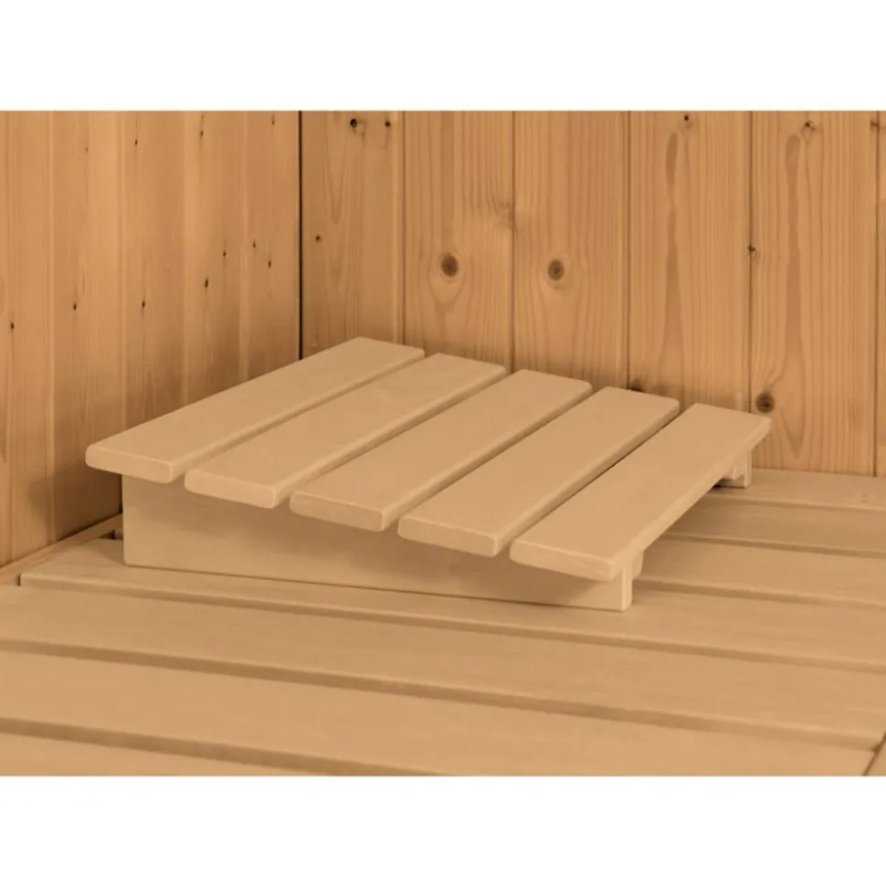 Elementsauna 'Alisa' naturbelassen mit graphitfarbener Tür 9 kW Ofen integrierte Steuerung 231 x 196 x 198 cm