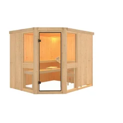 Elementsauna 'Ana 3' naturbelassen mit bronzierter Tür 231 x 196 x 198 cm