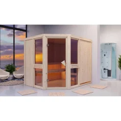 Elementsauna 'Ana 3' naturbelassen mit bronzierter Tür 231 x 196 x 198 cm