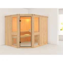 Elementsauna 'Ana 3' naturbelassen mit bronzierter Tür 231 x 196 x 198 cm