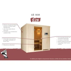 Elementsauna 'Beatriz' naturbelassen 9 kW Bio-Ofen mit externe Steuerung 170 x 151 x 198 cm