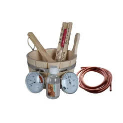 Elementsauna 'Varberg' natur 9 kW Ofen, Steuerung Easy, Glastür, Zubehörpaket 178 x 196 x 198 cm