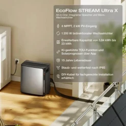 Energiespeicher 'Stream Ultra X' 3,84 kWh, 42 × 29,4 × 46 cm