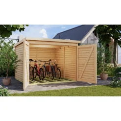 Fahrradgarage 'Bike' Fichtenholz naturbelassen 212,5 x 167 x 216,5 cm