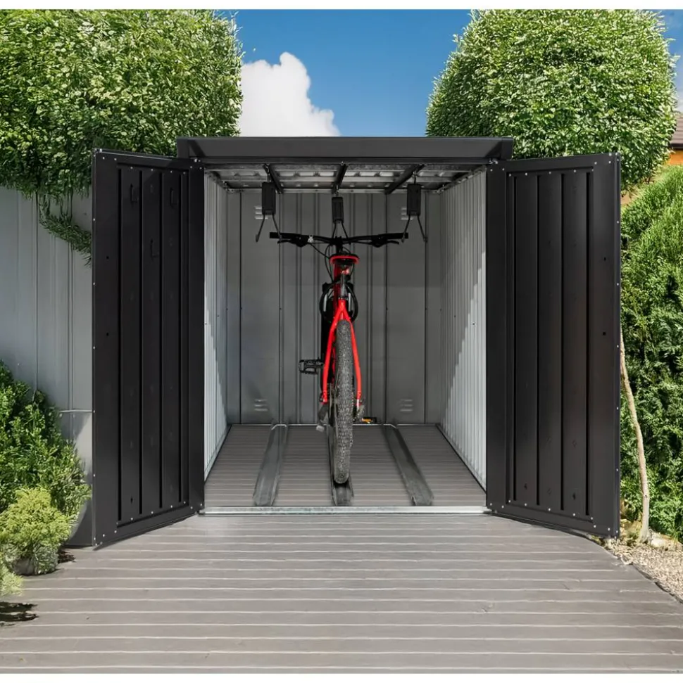 Fahrradgarage 'Velos 2' Metall schwarz 133 x 222 x 151 cm