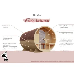Fasshaus-Sauna 'Santo 2' asymmetrisch SET naturbelassen 9 kW Ofen externe Steuerung 219 x 295 x 244,5 cm