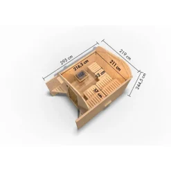Fasshaus-Sauna 'Santo 2' asymmetrisch naturbelassen 219 x 295 x 244,5 cm