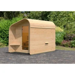 Fasshaus-Sauna 'Santo 2' asymmetrisch naturbelassen 219 x 295 x 244,5 cm