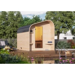 Fasshaus-Sauna 'Santo 2' asymmetrisch naturbelassen 219 x 295 x 244,5 cm