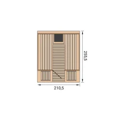 Fasssauna '198 Sparset 2' natur 9,0 kW OS-Ofen Steuerung Glastür 210,5 x 255,5 x 217,5 cm