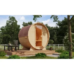 Fasssauna Größe 1 naturbelassen 225 x 175 x 229 cm