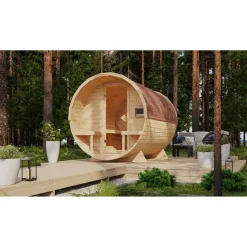 Fasssauna Größe 2 naturbelassen 225 x 295 x 229 cm