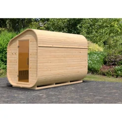 Fasssauna 'Suna 3' asymmetrisch naturbelassen 199 x 355 x 248,5 cm