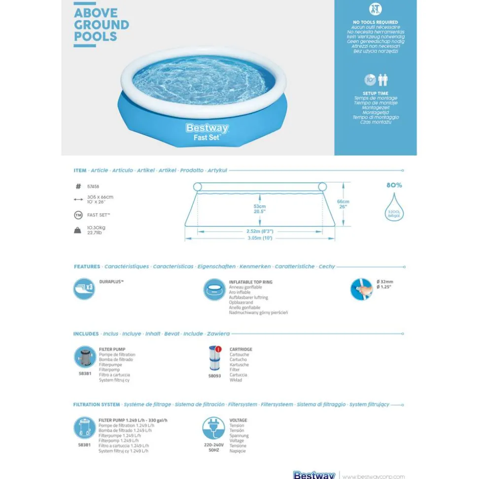 Fast-Set-Pool-Set 'Fast Set' Ø 305 x 66 cm mit Filterpumpe