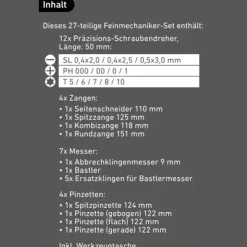 Feinmechaniker-Set mit 12 Präzisions-Schraubendreher, 27-teilig
