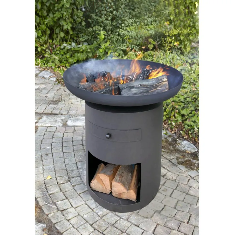Feuerschale/Planchagrill 'Sioux' Stahl schwarz Ø 80 x 80 cm