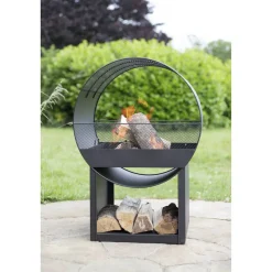 Feuerschale 'Porthole' schwarz 56 x 40 x 80 cm