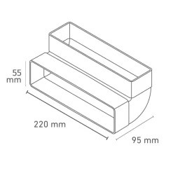 Flachkanalbogen 90° senkrecht, 220 x 55 mm