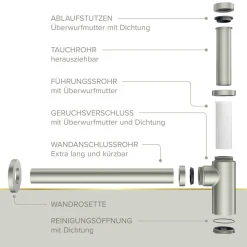 Flaschensiphon 'Juri' edelstahlfarben, 1 1/4" x Ø 32 mm