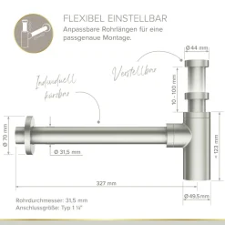 Flaschensiphon 'Juri' edelstahlfarben, 1 1/4
