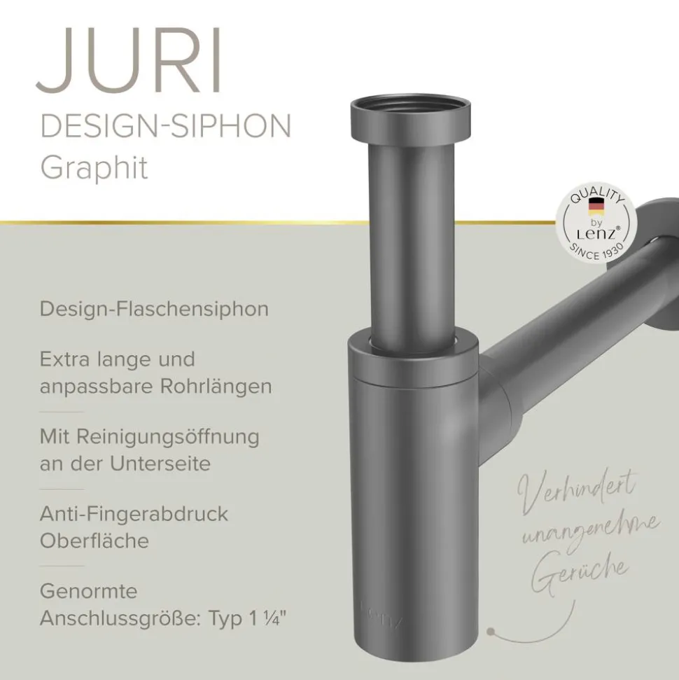 Flaschensiphon 'Juri' graphit, 1 1/4" x Ø 32 mm